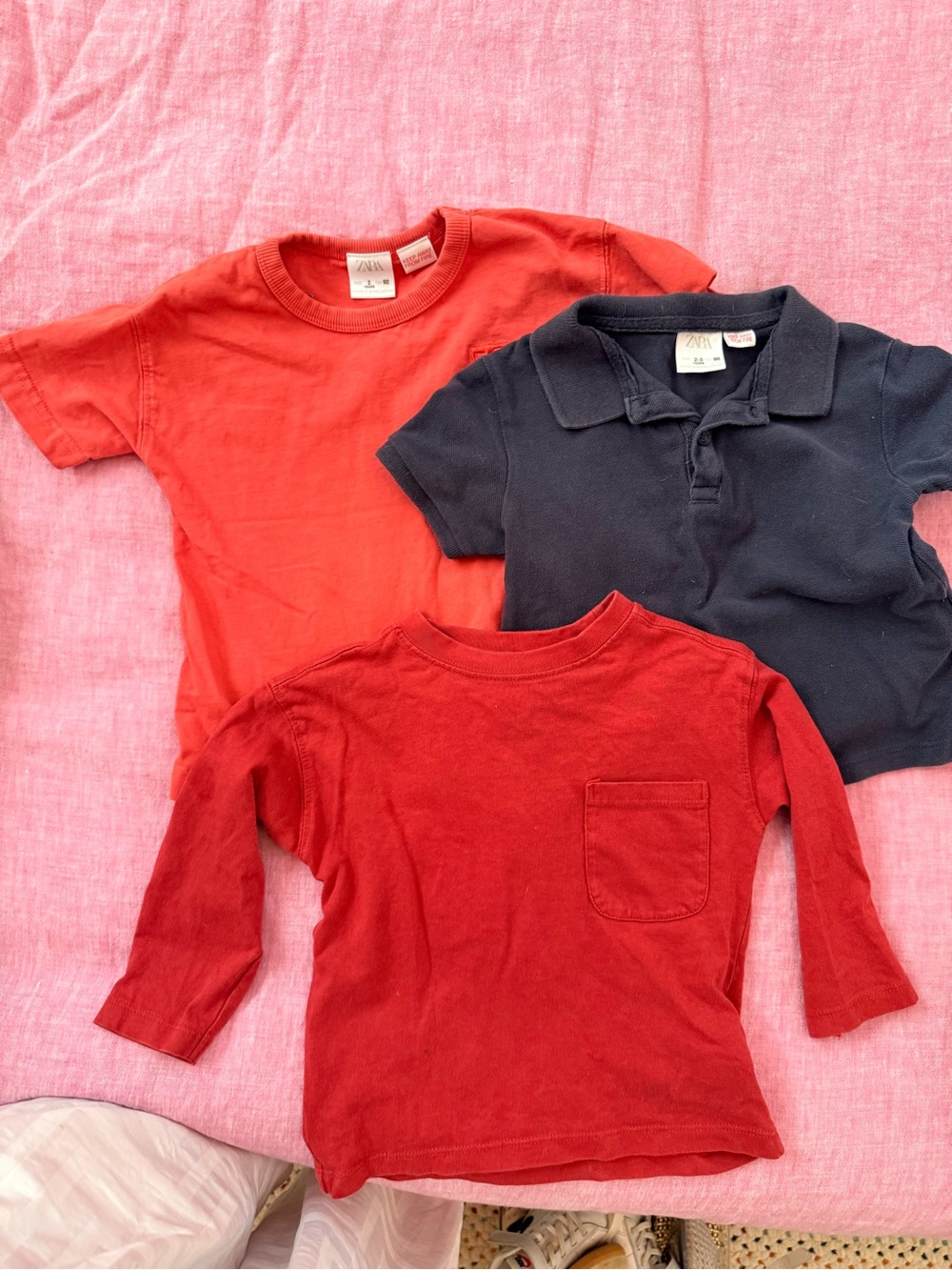 Zara Kids Red and Navy Short Sleeve Tee & Polo Set
